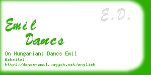 emil dancs business card